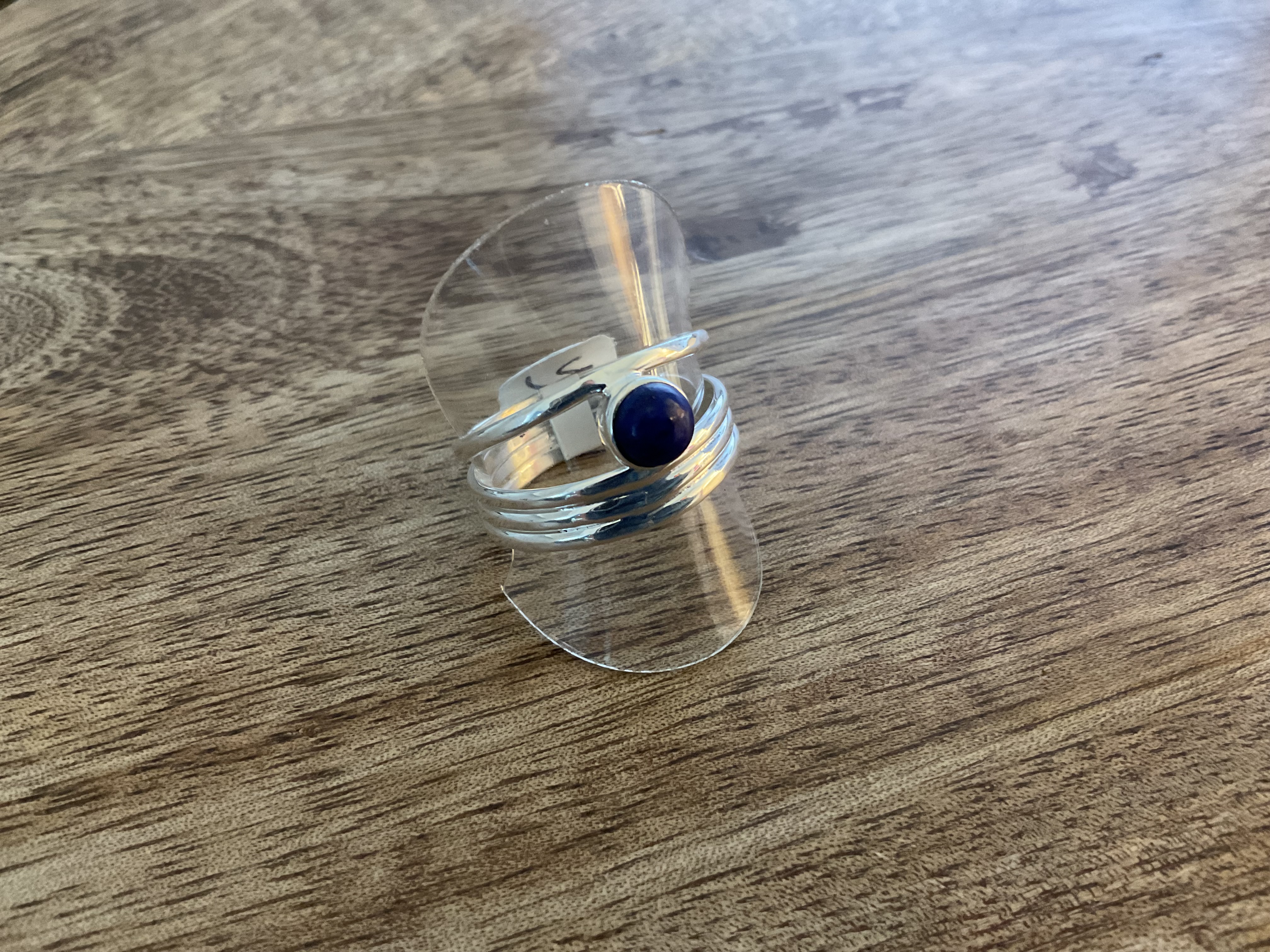 Lapis Lazuli Layerd Stone Set Ring - Click Image to Close